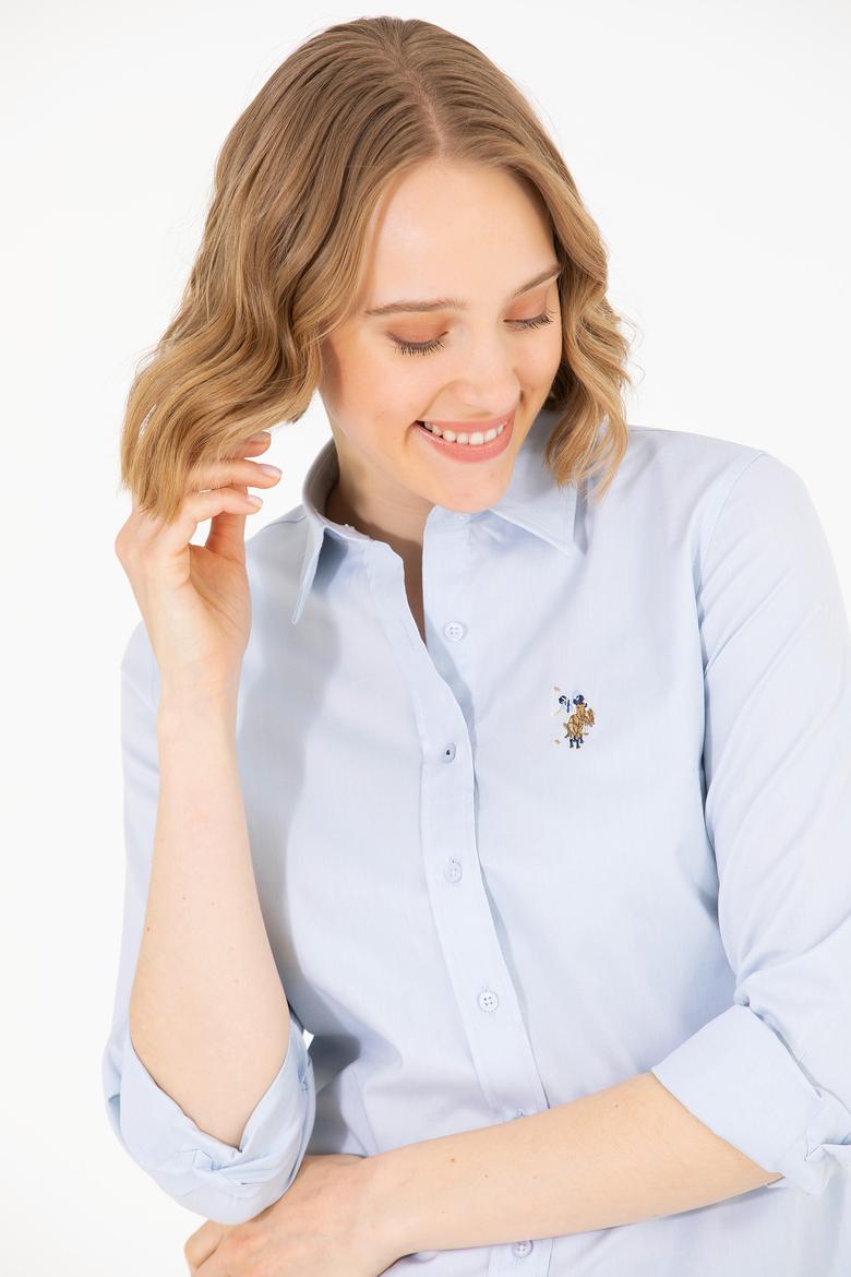 Kadın Açık Mavi Uzun Kollu Basic Gömlek - 50262849011