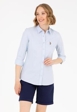 Kadın Açık Mavi Uzun Kollu Basic Gömlek - 50262849011