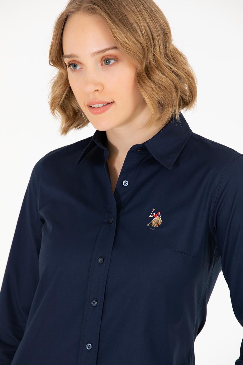 Kadın Lacivert Uzun Kollu Basic Gömlek - 50262849021