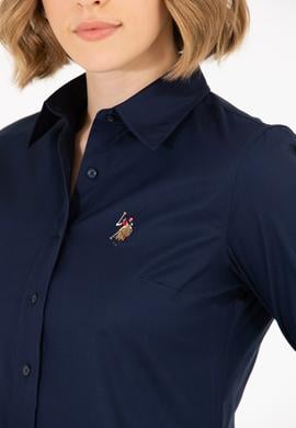 Kadın Lacivert Uzun Kollu Basic Gömlek - 50262849021