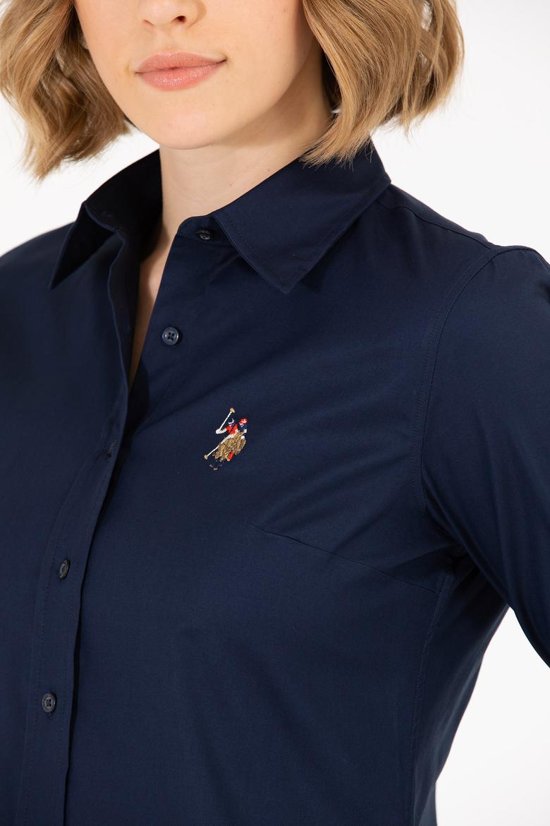 Kadın Lacivert Uzun Kollu Basic Gömlek - 50262849021