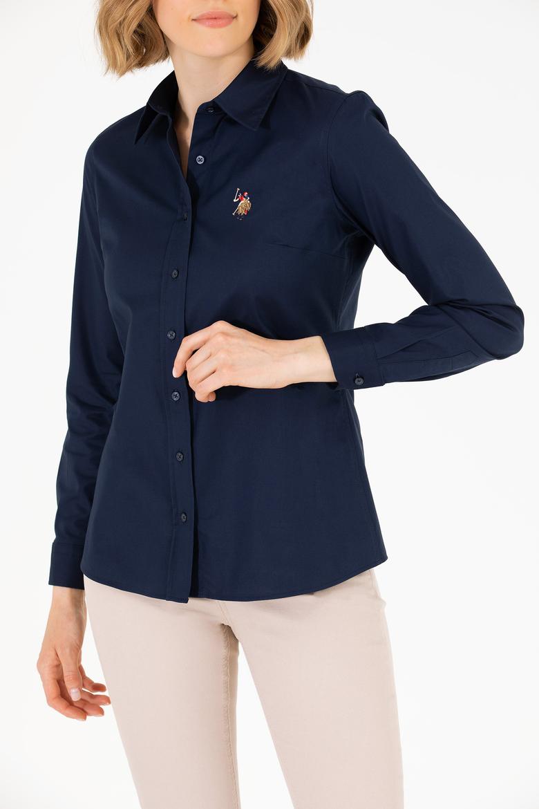 Kadın Lacivert Uzun Kollu Basic Gömlek - 50262849021