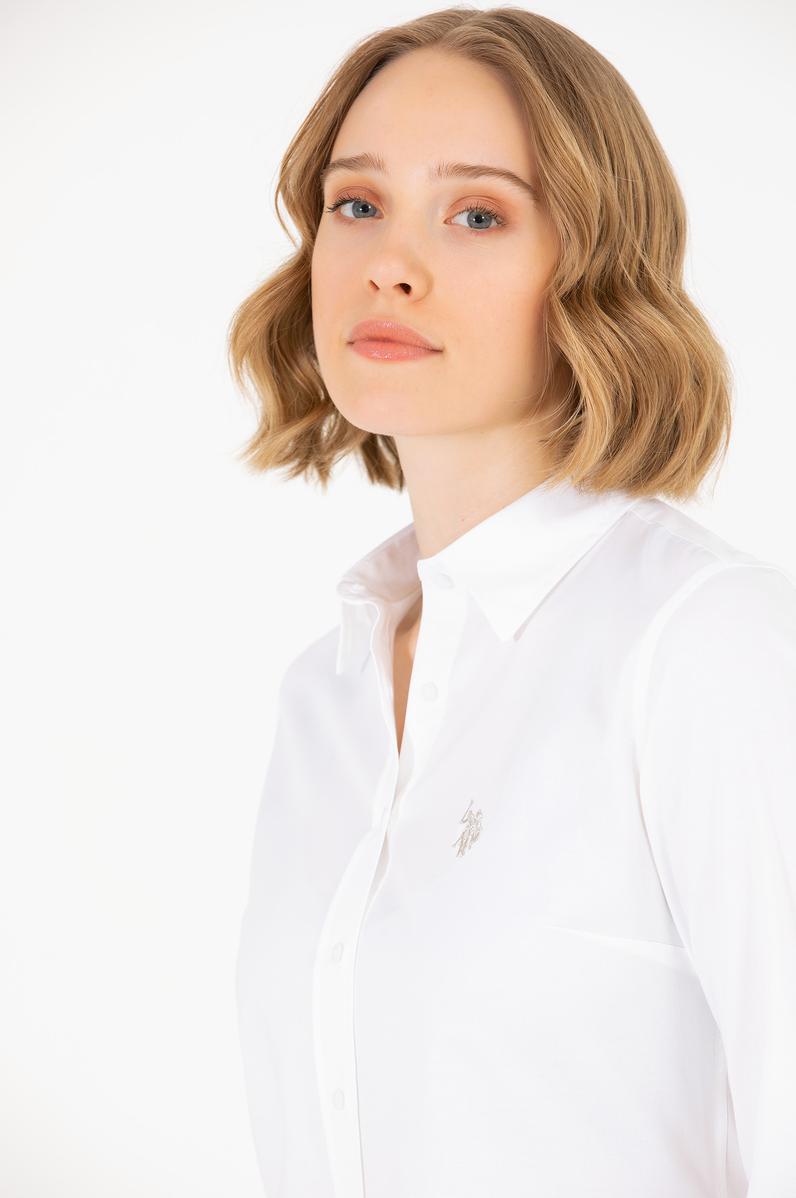 Kadın Beyaz Uzun Kollu Basic Gömlek