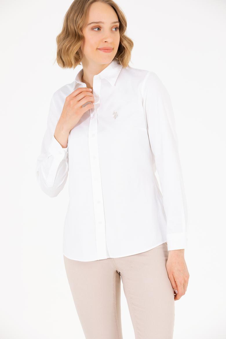 Kadın Beyaz Uzun Kollu Basic Gömlek - 50262851003