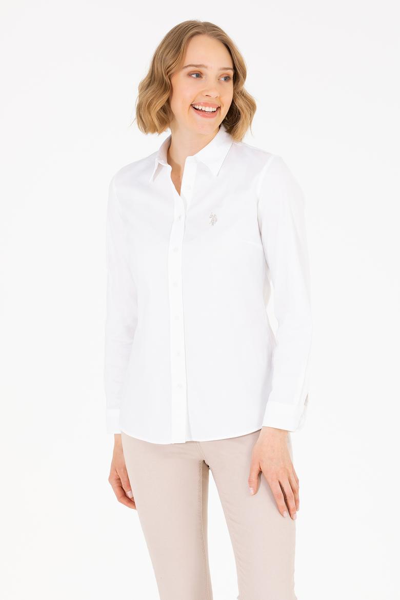 Kadın Beyaz Uzun Kollu Basic Gömlek - 50262851003