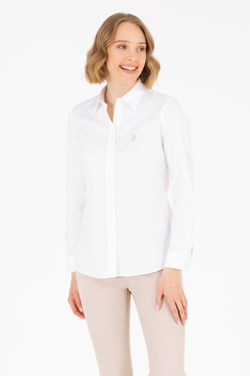 Kadın Beyaz Uzun Kollu Basic Gömlek