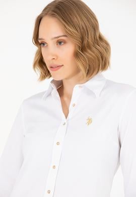 Kadın Beyaz Uzun Kollu Basic Gömlek - 50262883003