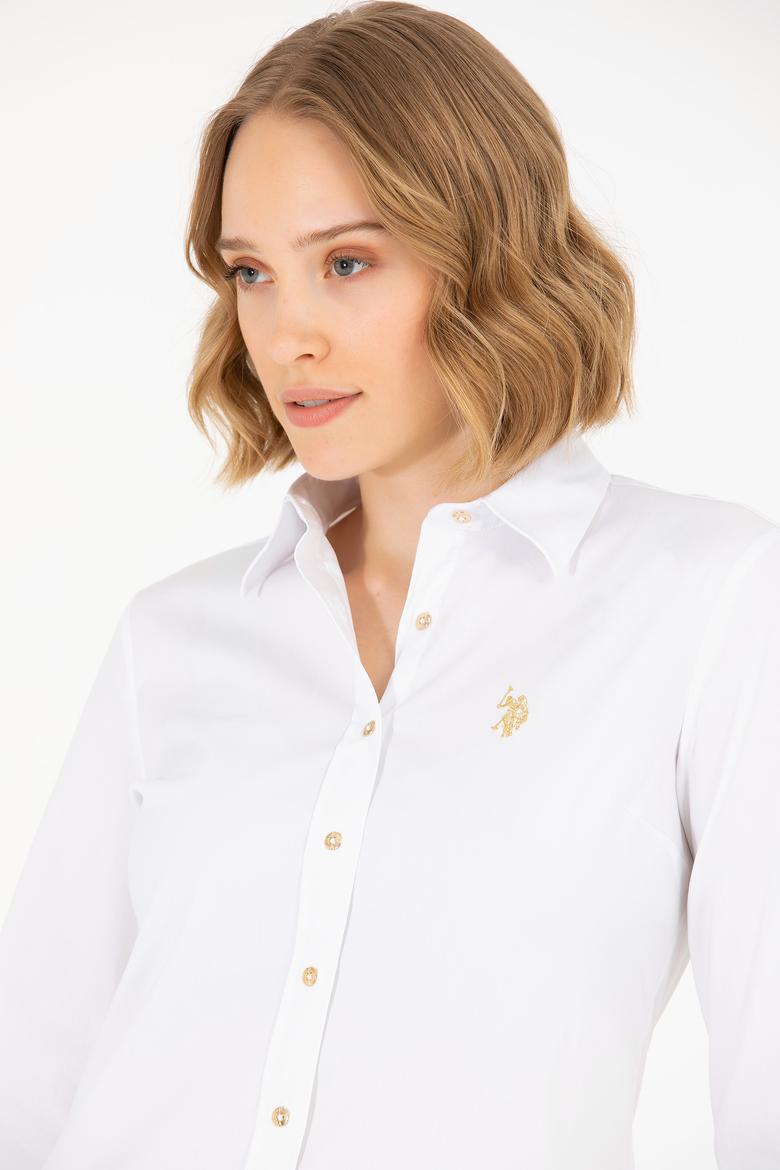 Kadın Beyaz Uzun Kollu Basic Gömlek - 50262883003