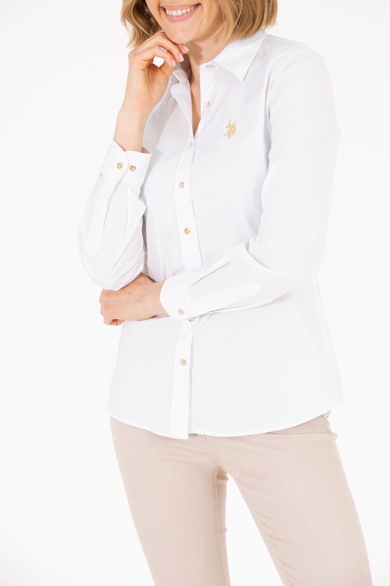 Kadın Beyaz Uzun Kollu Basic Gömlek - 50262883003