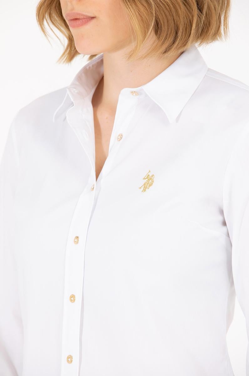 Kadın Beyaz Uzun Kollu Basic Gömlek