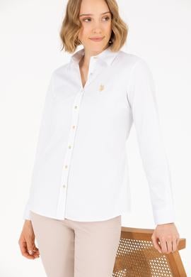 Kadın Beyaz Uzun Kollu Basic Gömlek - 50262883003
