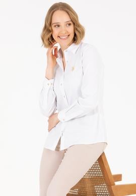 Kadın Beyaz Uzun Kollu Basic Gömlek - 50262883003