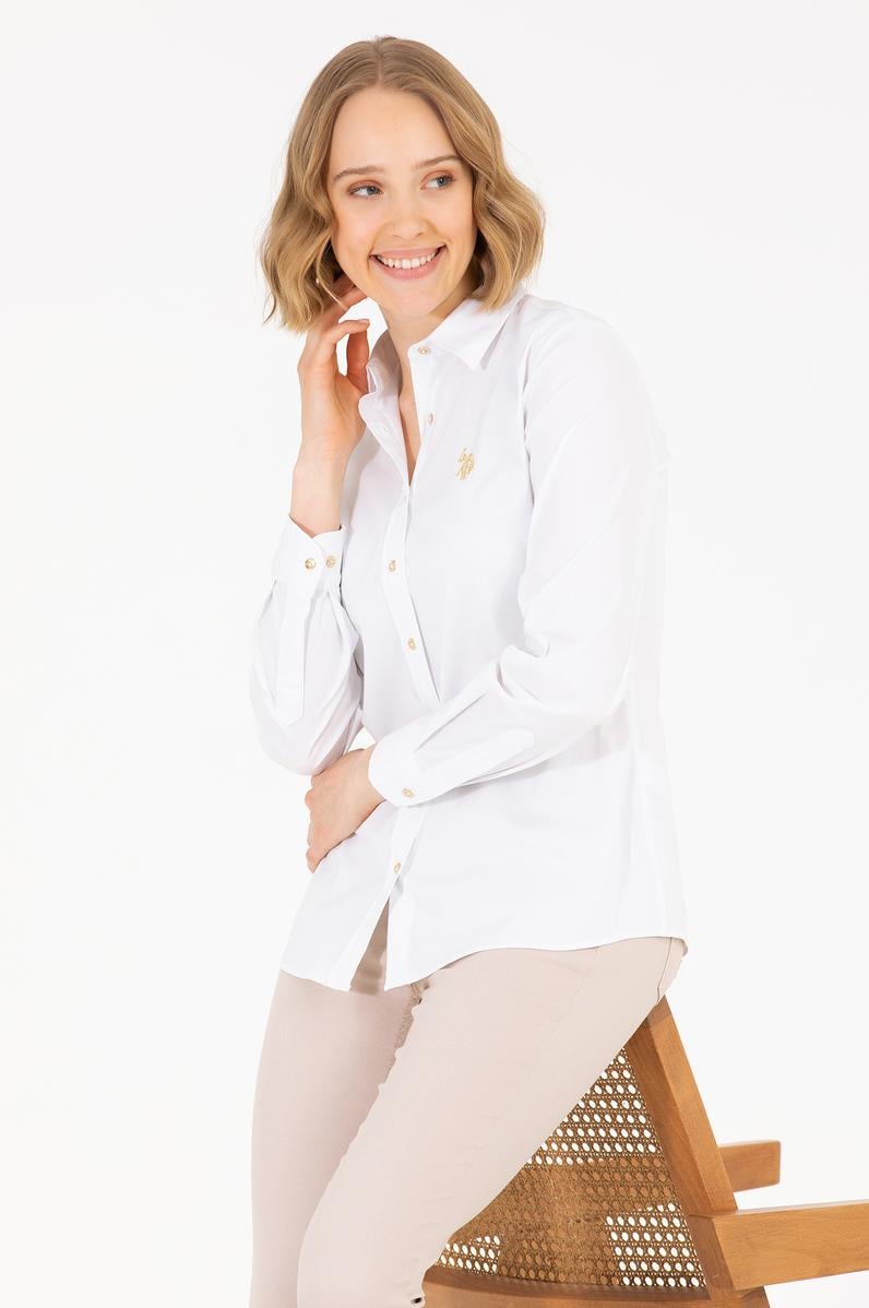 Kadın Beyaz Uzun Kollu Basic Gömlek