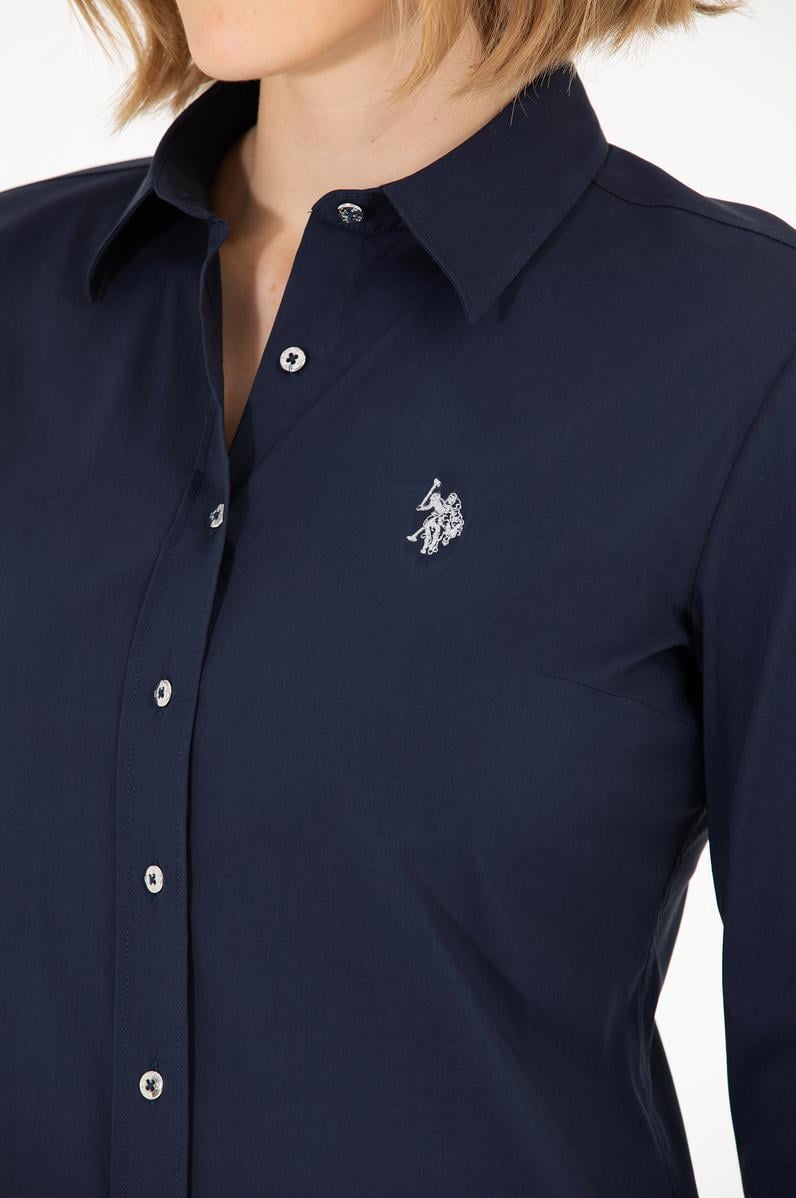 Kadın Lacivert Uzun Kollu Basic Gömlek