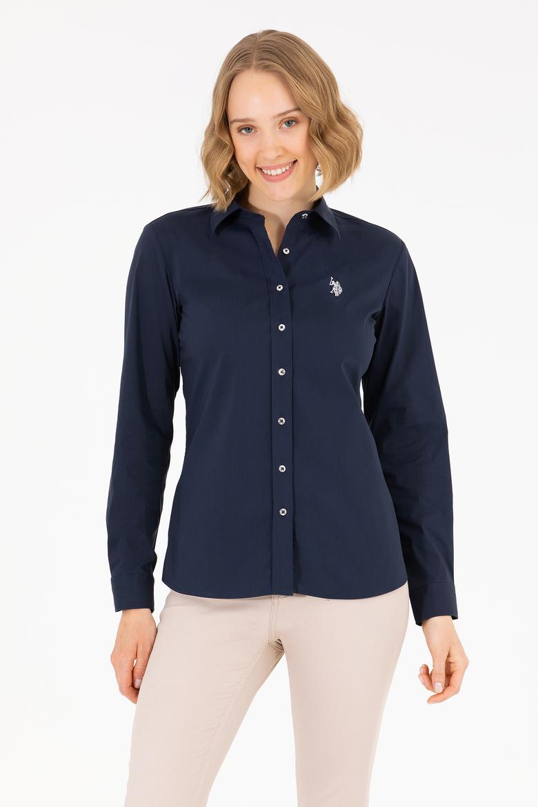 Kadın Lacivert Uzun Kollu Basic Gömlek - 50262883013