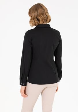 Kadın Siyah Uzun Kollu Basic Gömlek - 50262883021