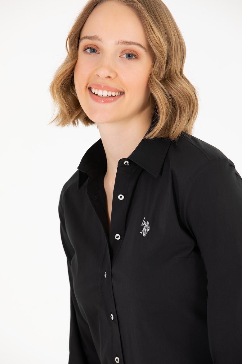 Kadın Siyah Uzun Kollu Basic Gömlek - 50262883021