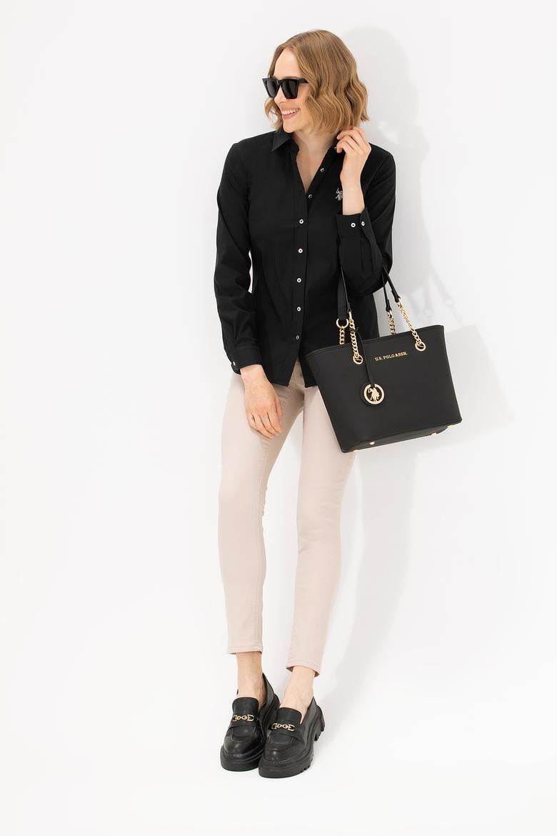 Kadın Siyah Uzun Kollu Basic Gömlek