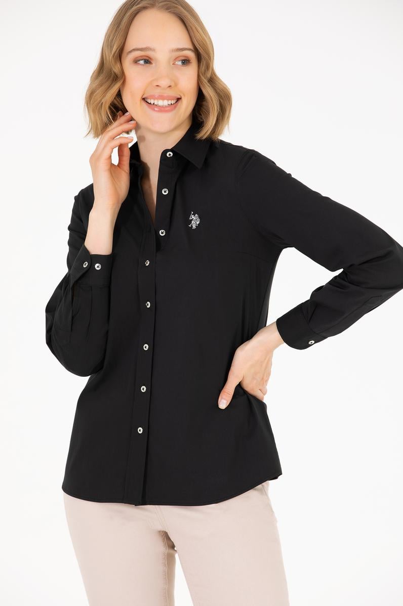 Kadın Siyah Uzun Kollu Basic Gömlek