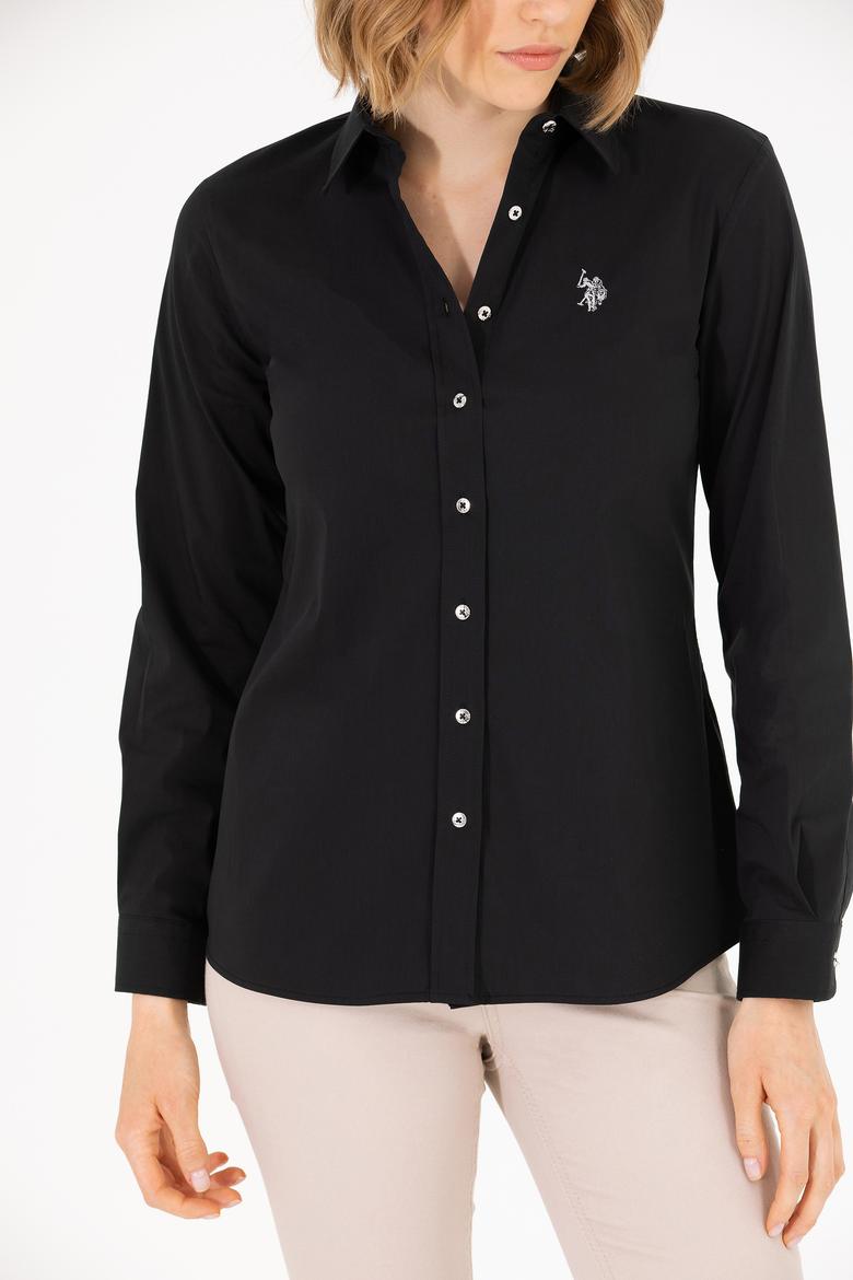 Kadın Siyah Uzun Kollu Basic Gömlek - 50262883021