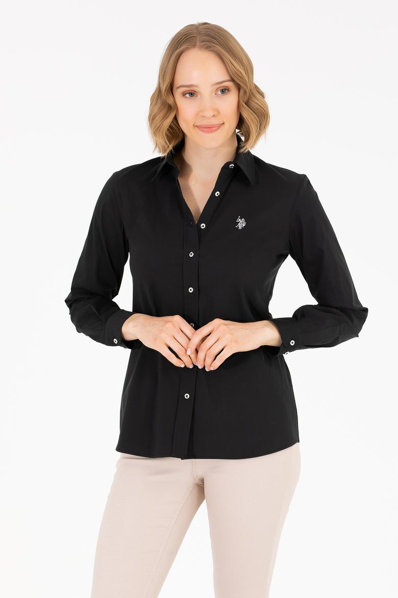 Kadın Siyah Uzun Kollu Basic Gömlek - 50262883021