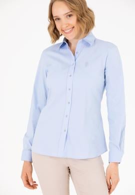 Kadın Açık Mavi Uzun Kollu Basic Gömlek - 50262883029