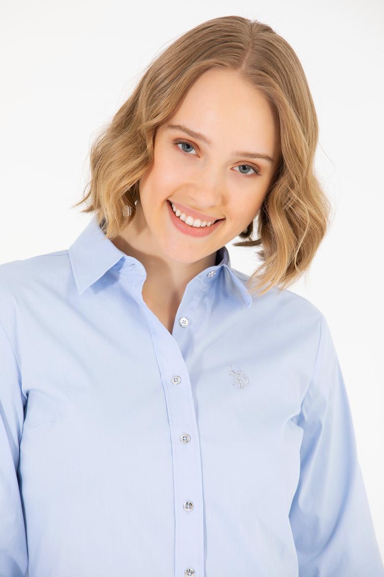 Kadın Açık Mavi Uzun Kollu Basic Gömlek - 50262883029