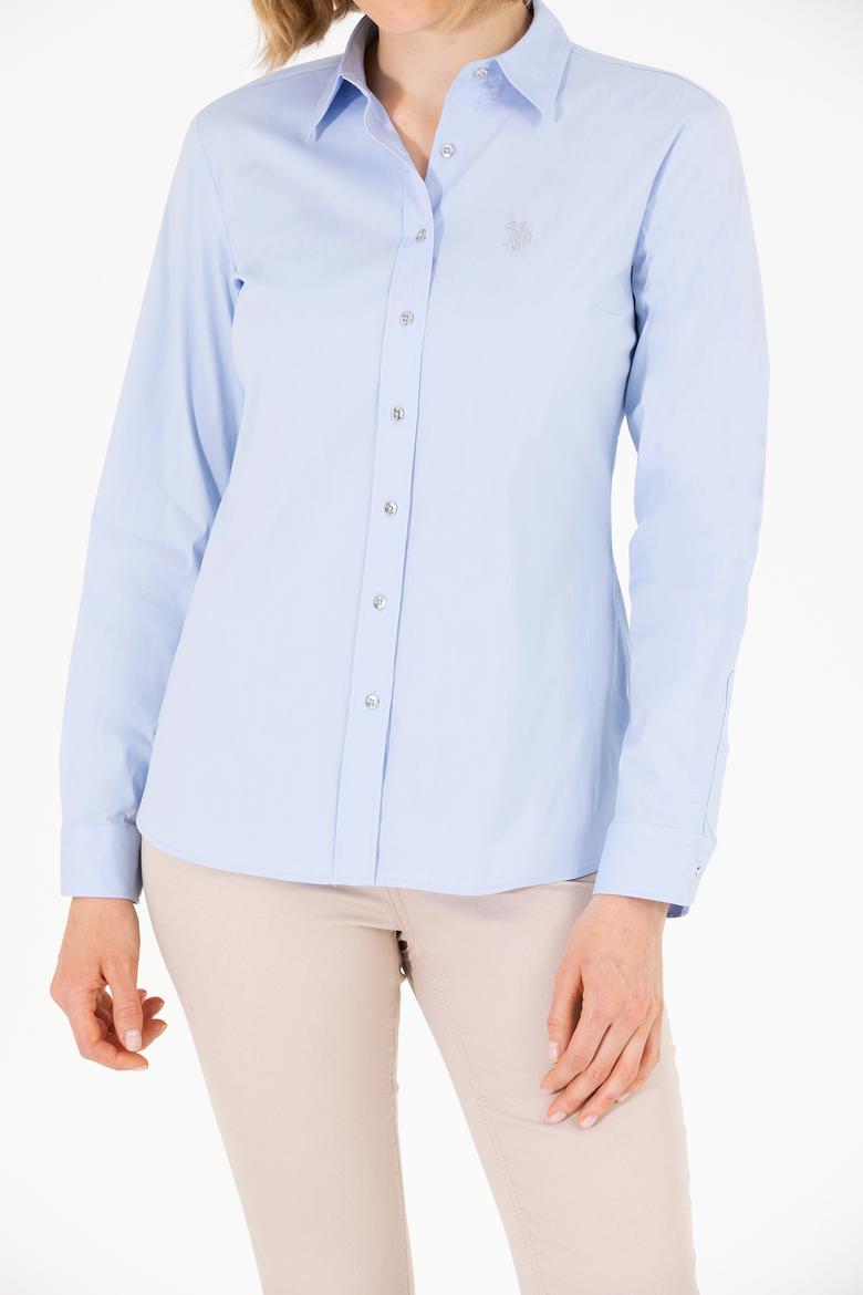 Kadın Açık Mavi Uzun Kollu Basic Gömlek - 50262883029