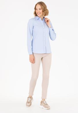Kadın Açık Mavi Uzun Kollu Basic Gömlek - 50262883029