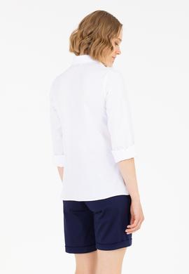 Kadın Beyaz Uzun Kollu Basic Gömlek - 50262887005