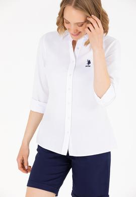 Kadın Beyaz Uzun Kollu Basic Gömlek - 50262887005
