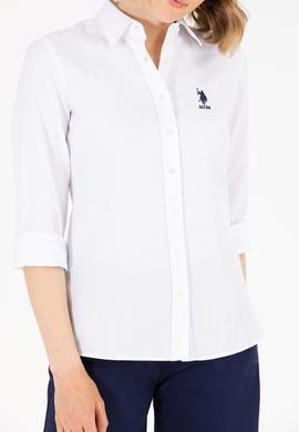 Kadın Beyaz Uzun Kollu Basic Gömlek - 50262887005