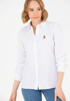 Kadın Beyaz Uzun Kollu Basic Gömlek - 50262888003