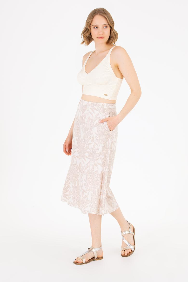 Kadın Krem Dokuma Etek