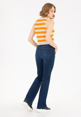 Kadın Koyu Mavi Slim Flare Fit Jean Pantolon - 50263792004