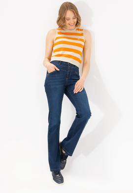 Kadın Koyu Mavi Slim Flare Fit Jean Pantolon - 50263792004