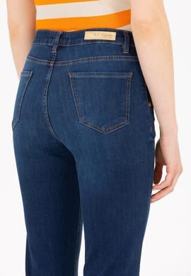 Kadın Koyu Mavi Slim Flare Fit Jean Pantolon - 50263792004