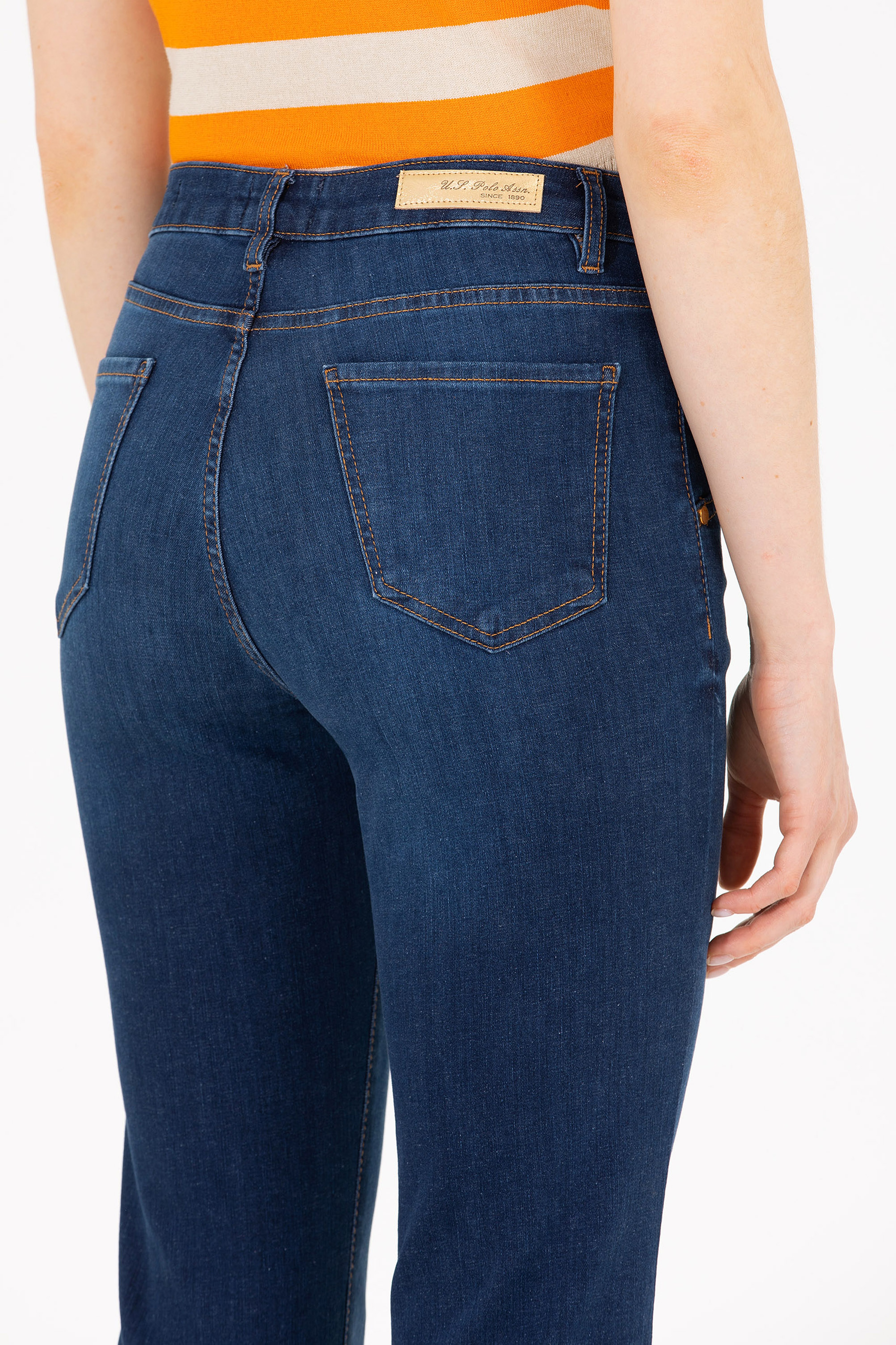 Kadın Koyu Mavi Slim Flare Fit Jean Pantolon