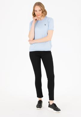 Kadın Açık Mavi Bisiklet Yaka Kazak - 50266182007