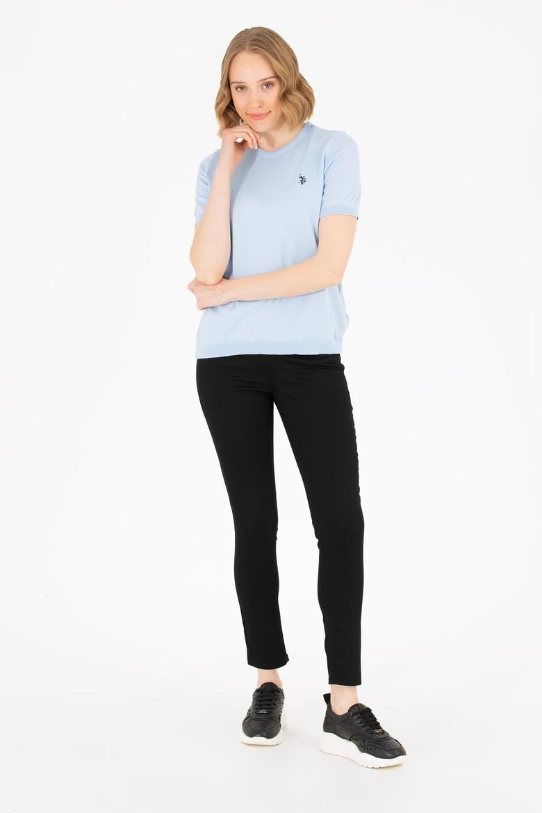 Kadın Açık Mavi Bisiklet Yaka Kazak - 50266182007