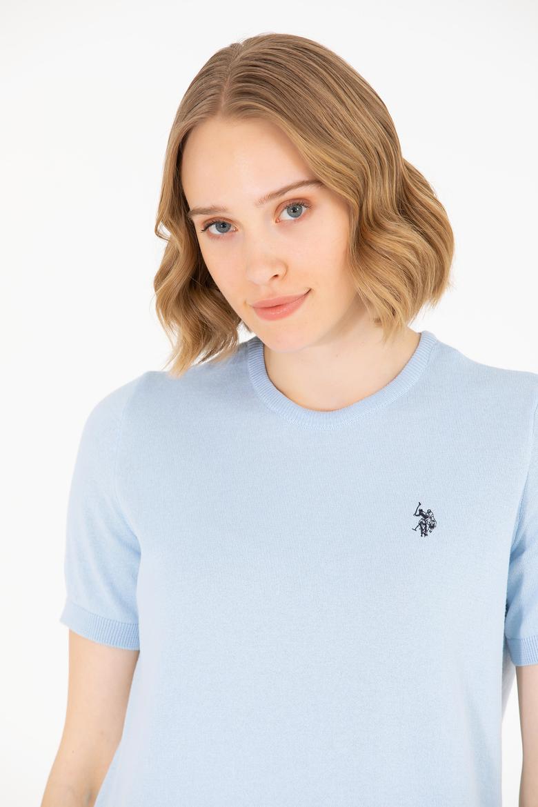 Kadın Açık Mavi Bisiklet Yaka Kazak - 50266182007