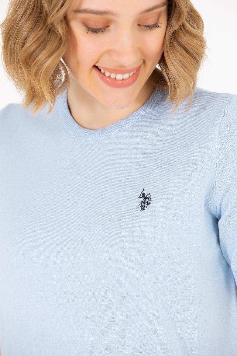 Kadın Açık Mavi Bisiklet Yaka Kazak - 50266182007