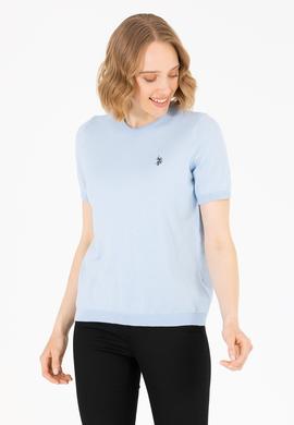 Kadın Açık Mavi Bisiklet Yaka Kazak - 50266182007