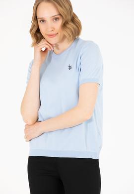 Kadın Açık Mavi Bisiklet Yaka Kazak - 50266182007