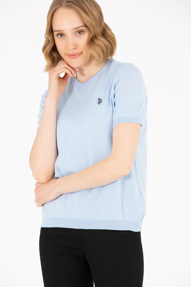 Kadın Açık Mavi Bisiklet Yaka Kazak - 50266182007