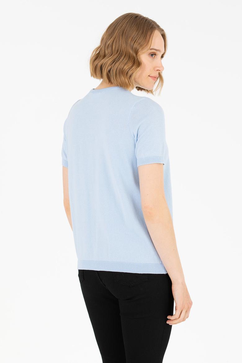 Kadın Açık Mavi Bisiklet Yaka Kazak - 50266182007