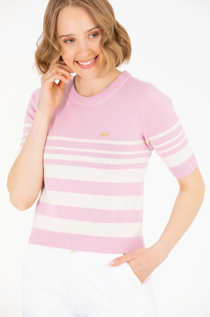 Kadın Manolya Bisiklet Yaka Kazak