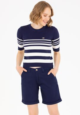 Kadın Lacivert Bisiklet Yaka Kazak - 50266183010