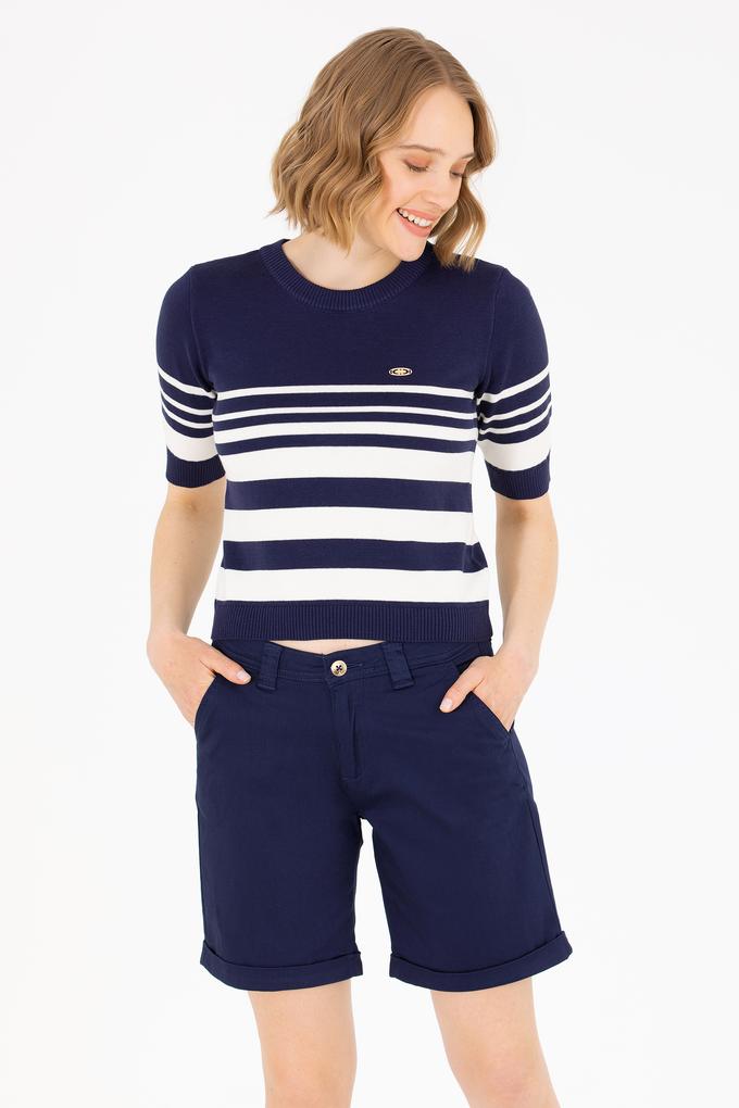 Kadın Lacivert Bisiklet Yaka Kazak