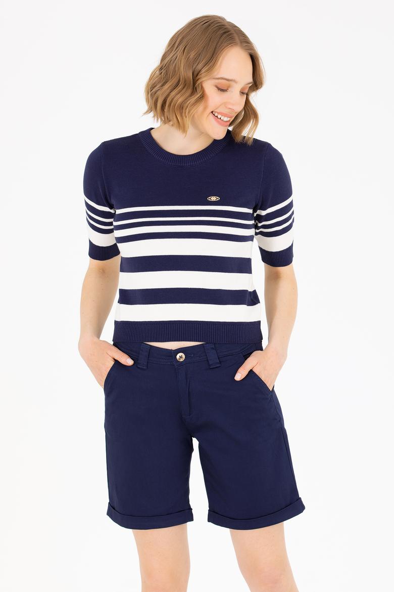 Kadın Lacivert Bisiklet Yaka Kazak